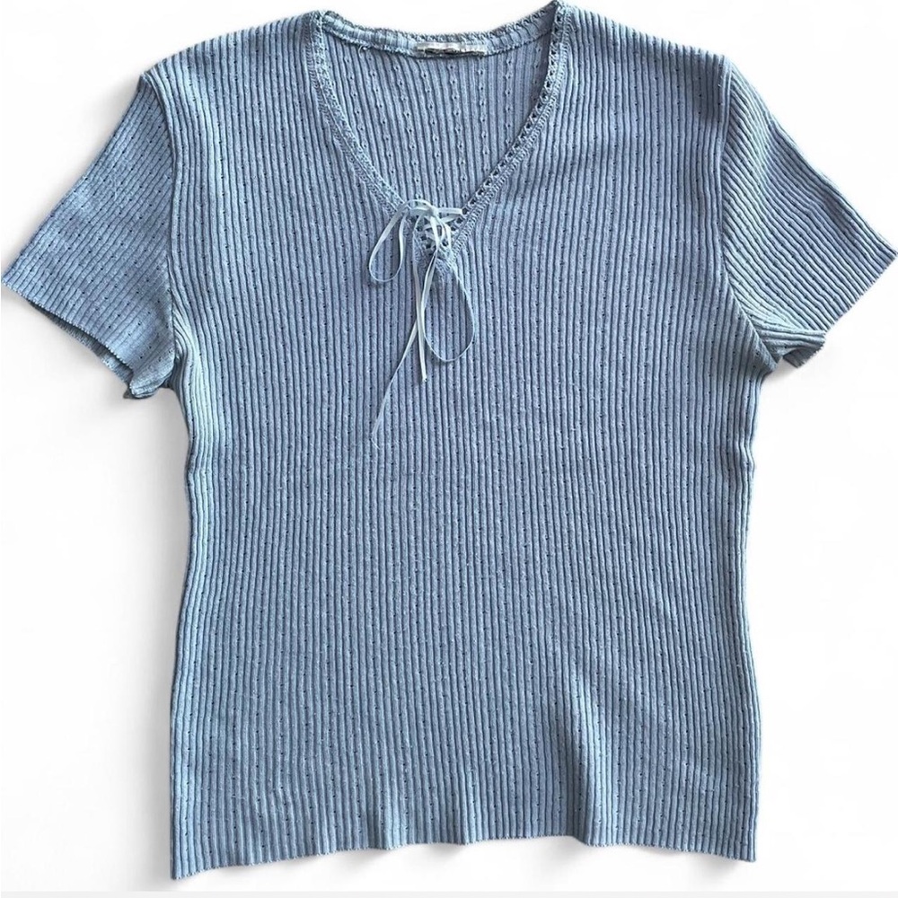 Blue Ribbed Top